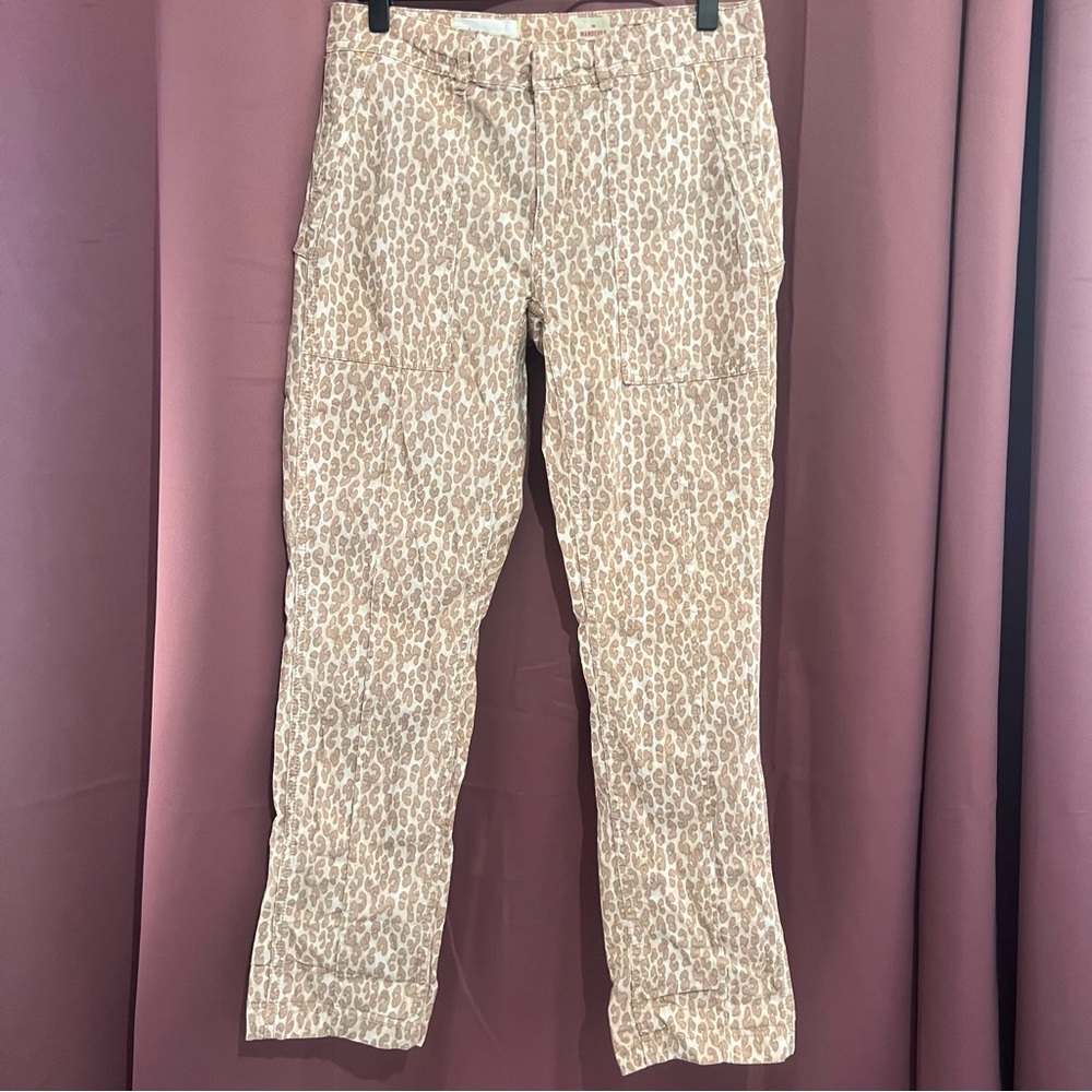 The Wanderer Anthropologie Tan Leopard Print Cargo Pants